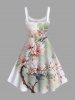 Peach Blossom Flower Leaf Ombre Print Plus Size Matching Hawaii Beach Outfit For Couples -  
