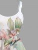 Peach Blossom Flower Leaf Ombre Print Plus Size Matching Hawaii Beach Outfit For Couples -  