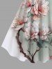 Peach Blossom Flower Leaf Ombre Print Plus Size Matching Hawaii Beach Outfit For Couples -  