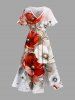 Flowers Leaf Ombre Paint Splatter Print Plus Size Matching Hawaii Beach Outfit For Couples -  