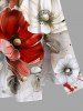 Flowers Leaf Ombre Paint Splatter Print Plus Size Matching Hawaii Beach Outfit For Couples -  