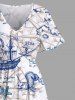 Ship Anchor Steering Wheel Print Plus Size Matching Hawaii Beach Outfit For Couples -  