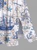 Ship Anchor Steering Wheel Print Plus Size Matching Hawaii Beach Outfit For Couples -  
