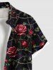 Costume de Plage Grande Taille Imprimé Fleurs Grimpantes - Noir 