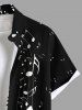 Plus Size Music Festival Colorblock Notes Piano Keys Print Buttons Pocket Shirt For Men -  