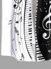 Chemise Imprimé Notes de Musique et Touches de Piano Grande Taille avec Poches - Noir 5XL