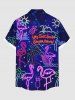 Plus Size Coconut Tree Flamingo Sun Pineapple Juice Print Buttons Pocket Hawaii Shirt For Men -  