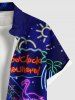 Plus Size Coconut Tree Flamingo Sun Pineapple Juice Print Buttons Pocket Hawaii Shirt For Men -  