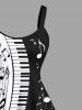 Plus Size Music Festival Colorblock Notes Piano Keys Print Tank Dress -  