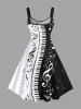 Plus Size Music Festival Colorblock Notes Piano Keys Print Tank Dress -  