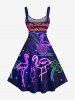 Plus Size Coconut Tree Flamingo Sun Pineapple Juice Print Hawaii Tank Dress -  