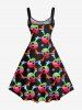 Plus Size Colorful Skull Bone Stars Print Hawaii A Line Tank Dress -  