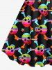 Plus Size Colorful Skull Bone Stars Print Hawaii A Line Tank Dress -  