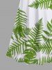 Plus Size Coconut Tropical Leaves Two Tone Print Hawaii Cold Shoulder Crisscross A Line Maxi Dress -  