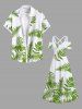 Plus Size Coconut Tropical Leaves Two Tone Print Hawaii Cold Shoulder Crisscross A Line Maxi Dress -  