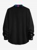 Plus Size Colorful Ombre Maple Leaves Print Hawaii Button Long Sleeves Shirt For Men -  