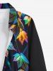 Plus Size Colorful Ombre Maple Leaves Print Hawaii Button Long Sleeves Shirt For Men -  