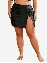 Plus Size Split Cinched Skirt Swimwear Bottom -  