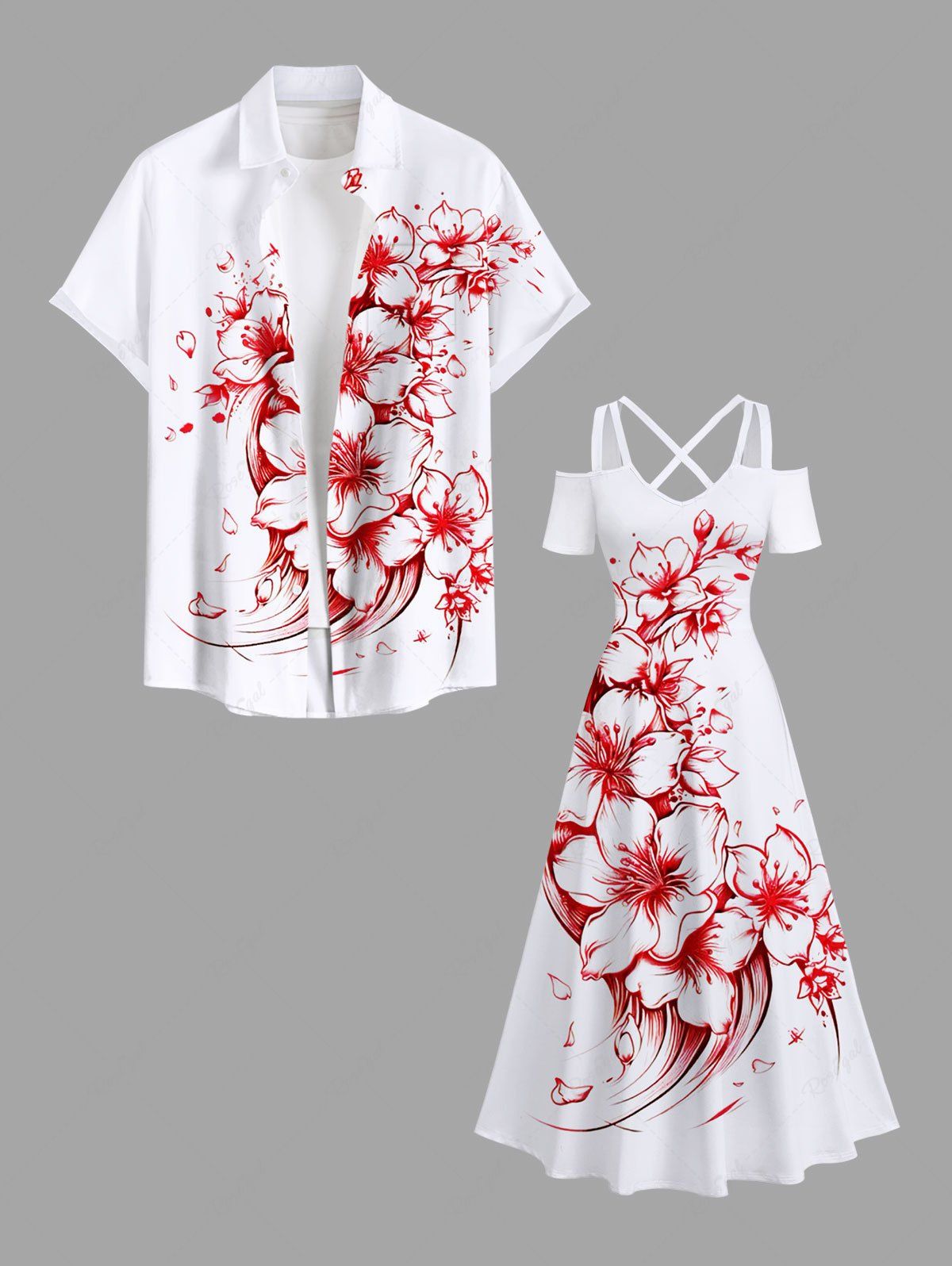 Costume de Plage Grande Taille Imprimé Floral à Deux Tons Blanc 