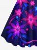 Costume de Plage Grande Taille à Fleurs Brillantes 3D pour Femme - Noir 