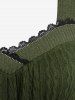 Lace Trim Belt Cable Knit Ribbed Sweater and Butterfly Bowknot Leggings Plus Size Outfit -  
