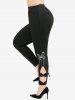 Lace Trim Belt Cable Knit Ribbed Sweater and Butterfly Bowknot Leggings Plus Size Outfit -  