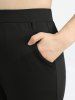 Lace Trim Belt Cable Knit Ribbed Sweater and Butterfly Bowknot Leggings Plus Size Outfit -  