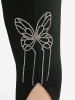Lace Trim Belt Cable Knit Ribbed Sweater and Butterfly Bowknot Leggings Plus Size Outfit -  