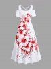 Costume de Plage Grande Taille Imprimé Floral à Deux Tons - Blanc 