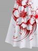 Costume de Plage Grande Taille Imprimé Floral à Deux Tons - Blanc 