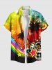 Coconut Tree Star Music Tape Rainbow Glitter Sparkling Ombre Light Spot Print Plus Size Matching Hawaii Beach Outfit For Couples -  