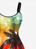 Coconut Tree Star Music Tape Rainbow Glitter Sparkling Ombre Light Spot Print Plus Size Matching Hawaii Beach Outfit For Couples -  