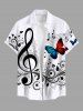 Costume de Plage Grande Taille Imprimé Feuilles et Notes Musicales Assortis - Blanc 