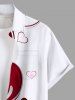 Plus Size Valentine's Day Heart Curve Two Tone Colorblock Print Buttons Pocket Shirt For Men -  