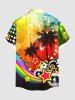 Plus Size Coconut Tree Star Music Tape Rainbow Glitter Sparkling Ombre Light Spot Print Hawaii Shirt For Men -  