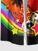 Plus Size Coconut Tree Star Music Tape Rainbow Glitter Sparkling Ombre Light Spot Print Hawaii Shirt For Men -  