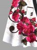 Robe Ligne A Feuille et Note de Musique Imprimées Ceinturée Nouée - Noir S
