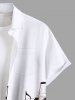 Plus Size Rose Flower Leaf Music Symbol Print Hawaii Valentines Ombre Button Pocket Shirt For Men -  