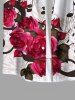 Plus Size Rose Flower Leaf Music Symbol Print Hawaii Valentines Ombre Button Pocket Shirt For Men -  