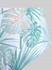 Plus Size Hollow Out Cinched Asymmetrical Tropical Leaf Print Bottom Tankini Swimsuit -  