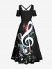 Music Festival Notes Radio Microphone Print Plus Size Matching Outfit For Couples -  