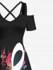 Music Festival Notes Radio Microphone Print Plus Size Matching Outfit For Couples -  