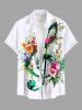 Tenue de Plage pour Bain à Imprimé Roses et Symbole Tropicale Grande-Taille - Blanc 