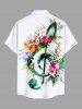 Tenue de Plage pour Bain à Imprimé Roses et Symbole Tropicale Grande-Taille - Blanc 