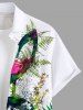 Tenue de Plage pour Bain à Imprimé Roses et Symbole Tropicale Grande-Taille - Blanc 