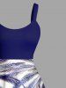 Tenue de Plage Contrastante Imprimé Cocotier Grande Taille pour Couples - Pourpre  