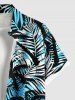Plus Size Coconut Tree Tropical Leaf Print Buttons Pocket Hawaii Shirt For Men -  