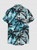 Plus Size Coconut Tree Tropical Leaf Print Buttons Pocket Hawaii Shirt For Men -  
