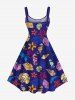 Robe de Plage Ligne A Ombrée Cheval D'Océan Coquille et Etoile de Mer Imprimés de Grande Taille - Bleu M