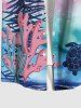 Plus Size Coral Plant Turtle Tie Dye Ombre Print Hawaii Sea Creatures Button Pocket Shirt For Men -  